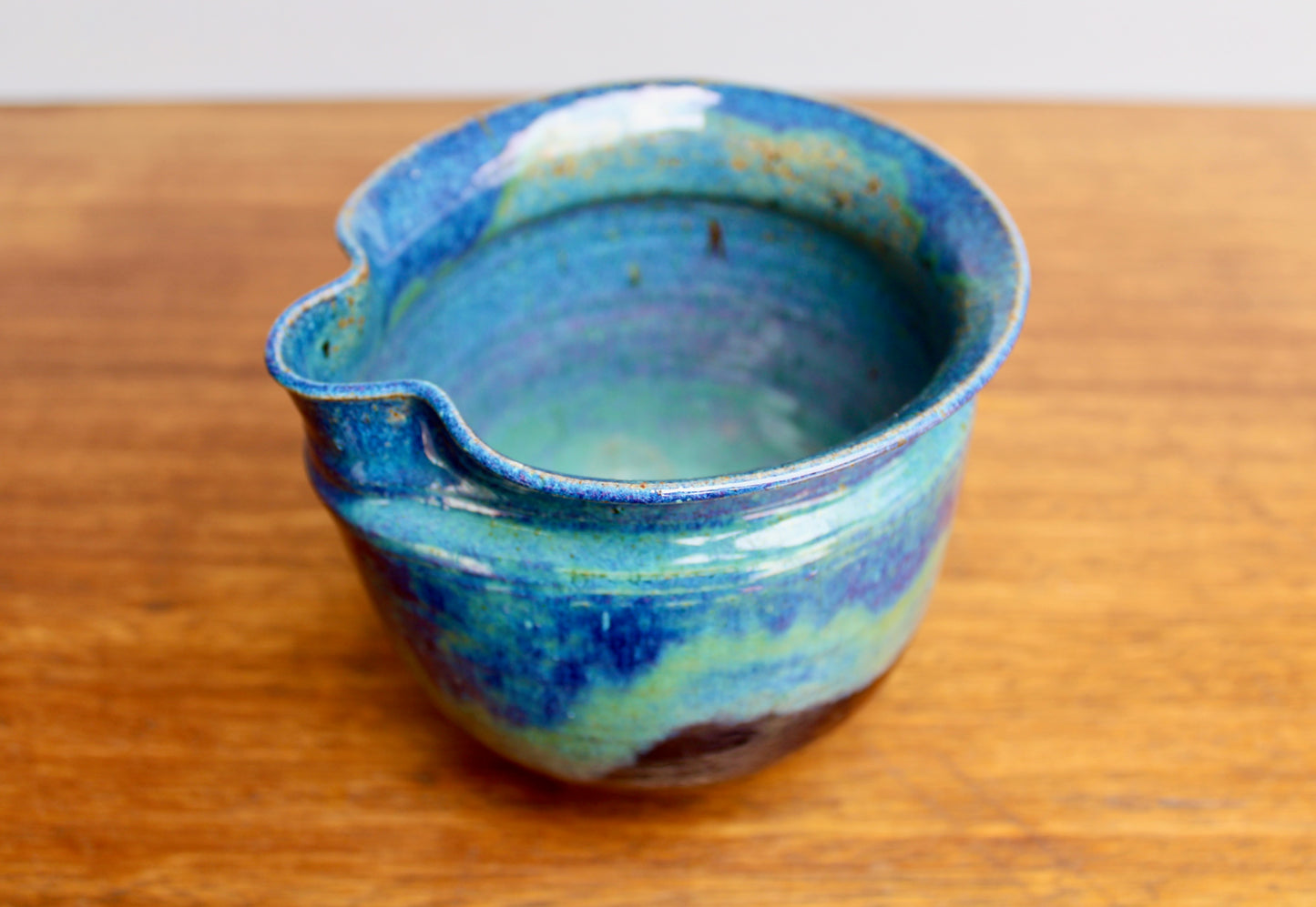 Michael Nowack Pottery - Large Batter Pourer Set in Glassy Marbled Blues w/ Deep-Blue Frog Glaze on Stoneware, Master Potter of Tucson Arizona - Handcrafted Studio Pottery