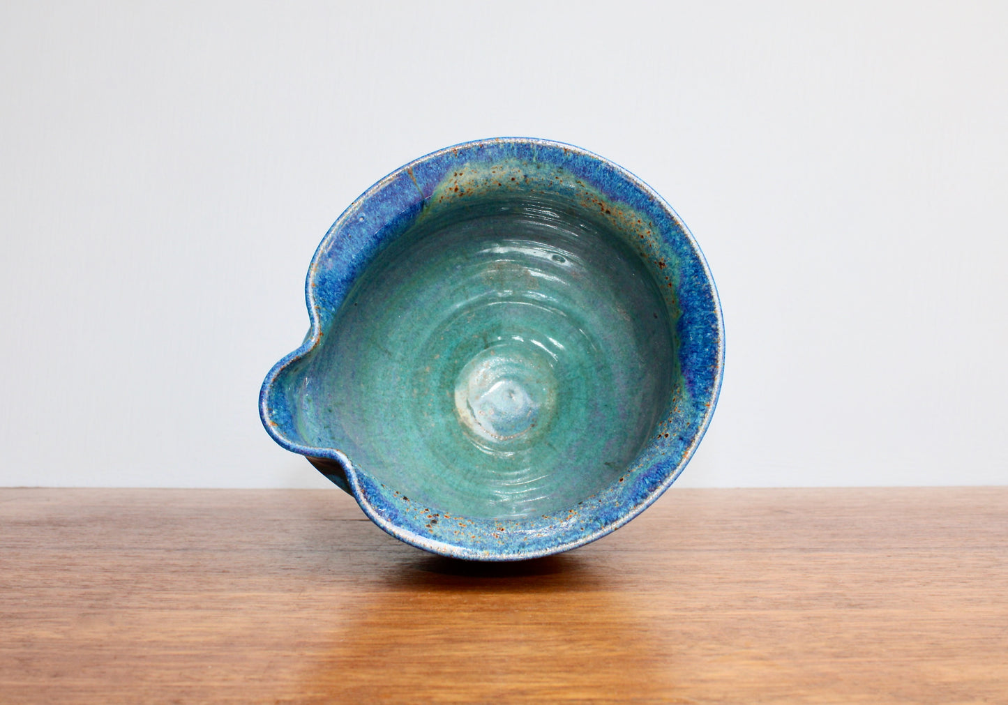 Michael Nowack Pottery - Large Batter Pourer Set in Glassy Marbled Blues w/ Deep-Blue Frog Glaze on Stoneware, Master Potter of Tucson Arizona - Handcrafted Studio Pottery