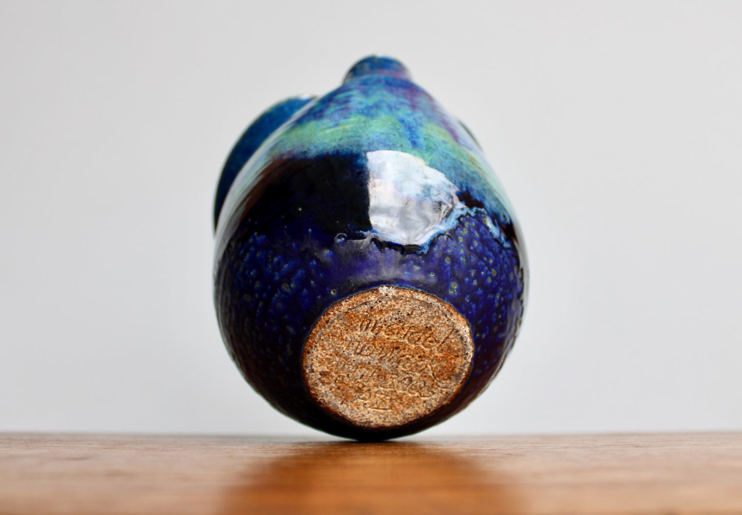 Michael Nowack Pottery - Large Batter Pourer Set in Glassy Marbled Blues w/ Deep-Blue Frog Glaze on Stoneware, Master Potter of Tucson Arizona - Handcrafted Studio Pottery