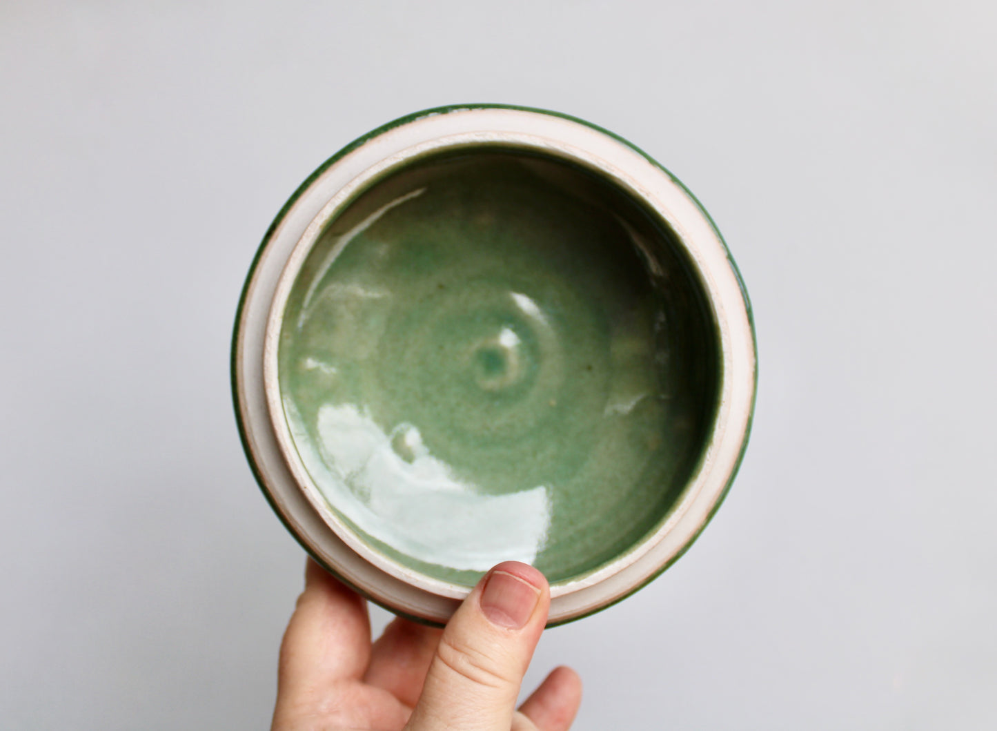 Scott Frankenberger Porcelain Celadon Box, Vtg Glossy Dimensional Glaze w/ Trapped Gold & Raised Decoration - Fine Studio Pottery, Signed & Sigil by Master Potter - 100%  Handcrafted