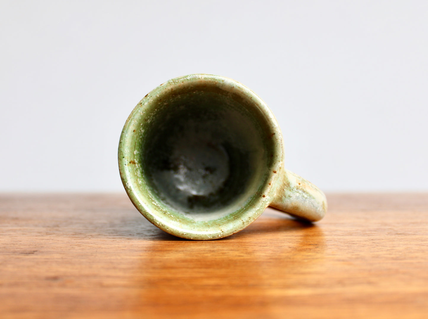 Green & Dove-Grey Landscape Glazed Stoneware Mug - Handcrafted Vtg Studio Pottery Mug