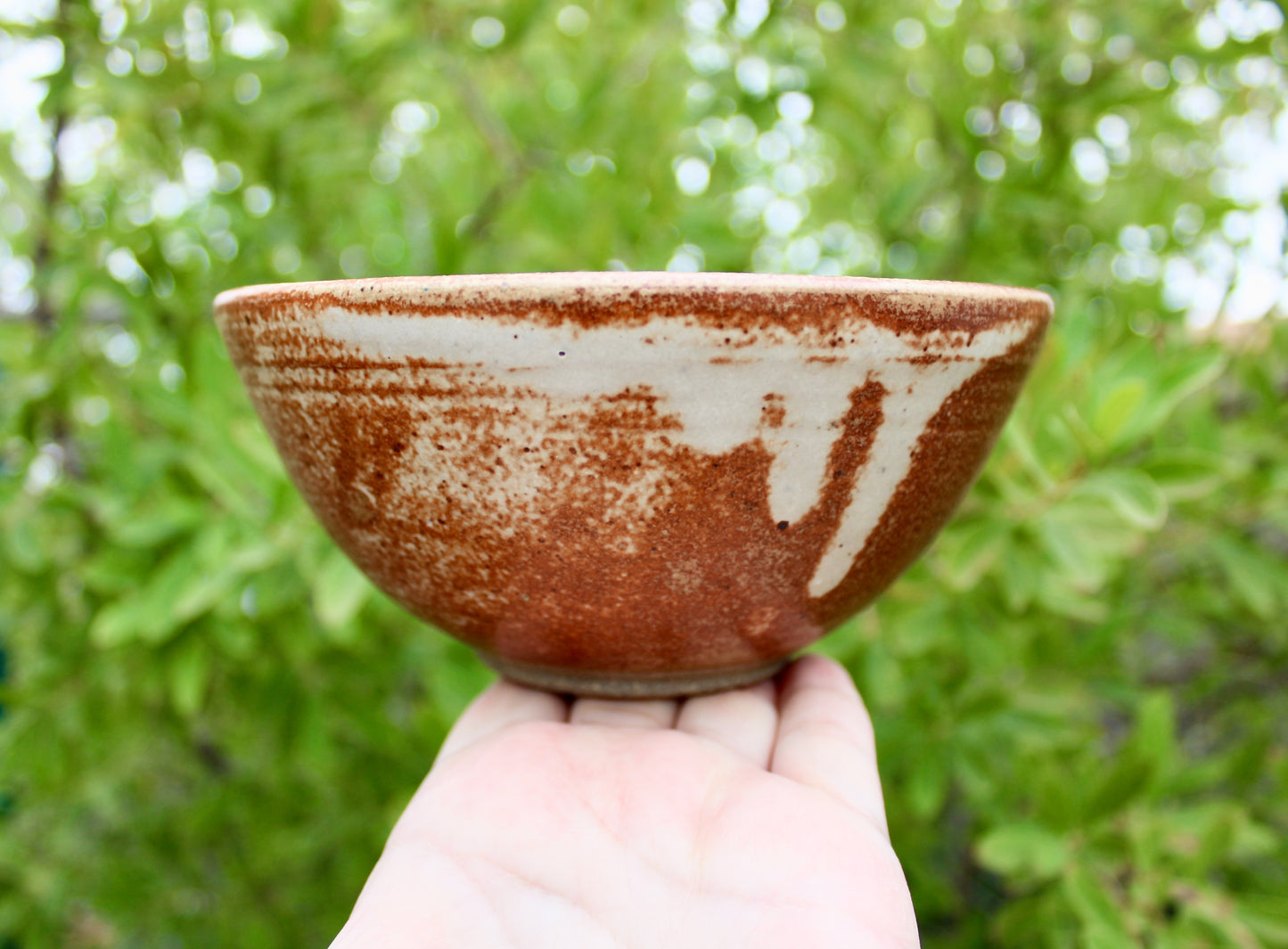 Shino Glazed Bowl w/ Drape of Glossy Green - Signed in Cursive Looping "Ly" - Perfect for Cereal & Ramen - Vintage Handcrafted Studio Pottery