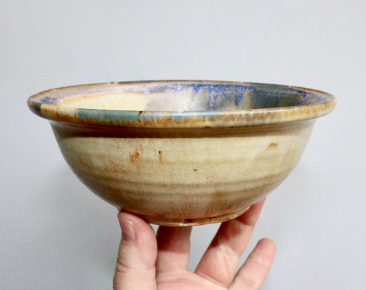 2013 Matte Shino Glazed Bowl w/ Purple Green & Blue Mottled Tones - Perfect for Cereal & Ramen - Handcrafted Ironware Studio Pottery - Has Flea Bites