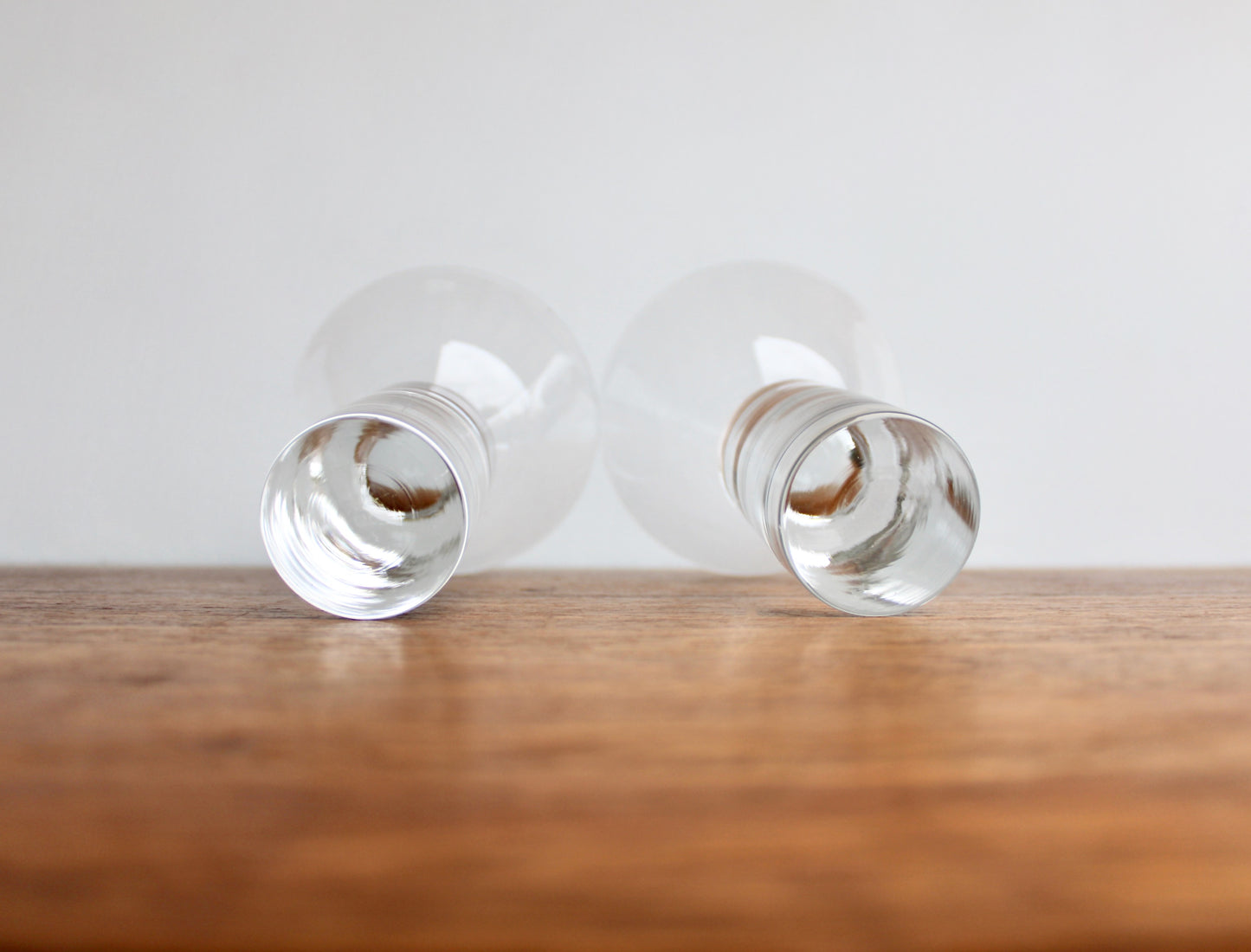 SOLD:  Pair of Colonnade Martini Glasses by Sasaki Japan - Modern Crystal Barware - New Vintage 1990s Japanese Glass Design - Vintage Modern Stoneware Japan