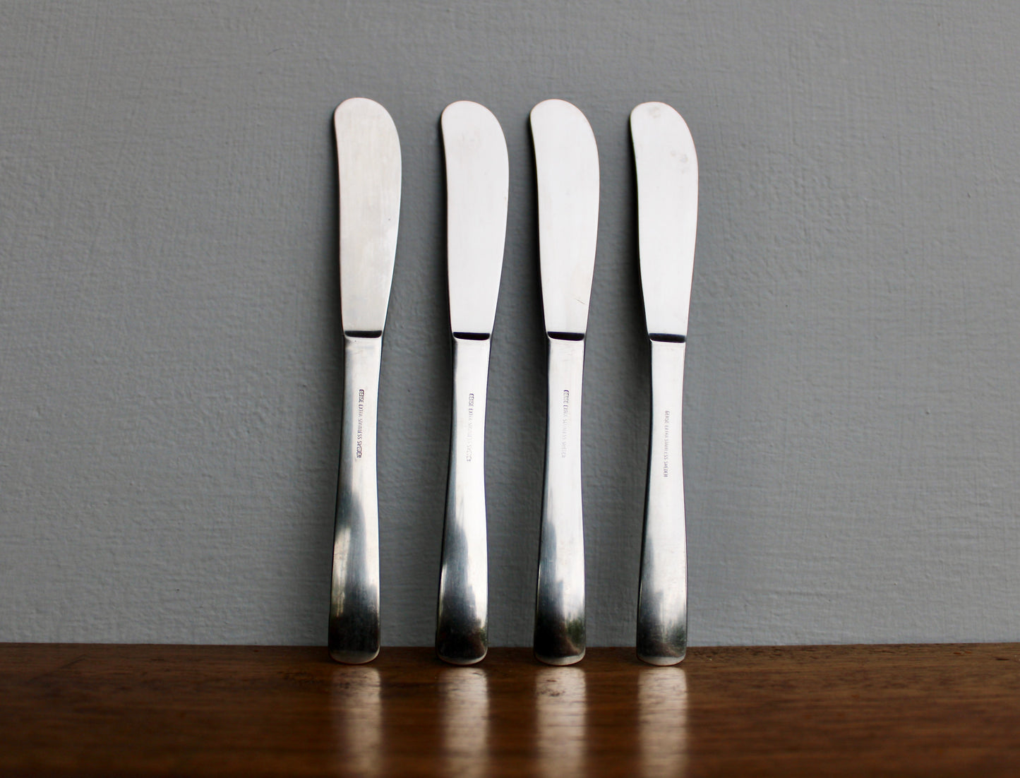 4 Wide-Tip Gense Facette Paddle Butter Spreaders - Vintage Stainless Steel Flatware Designed by Folke Arström & Crafted in Sweden