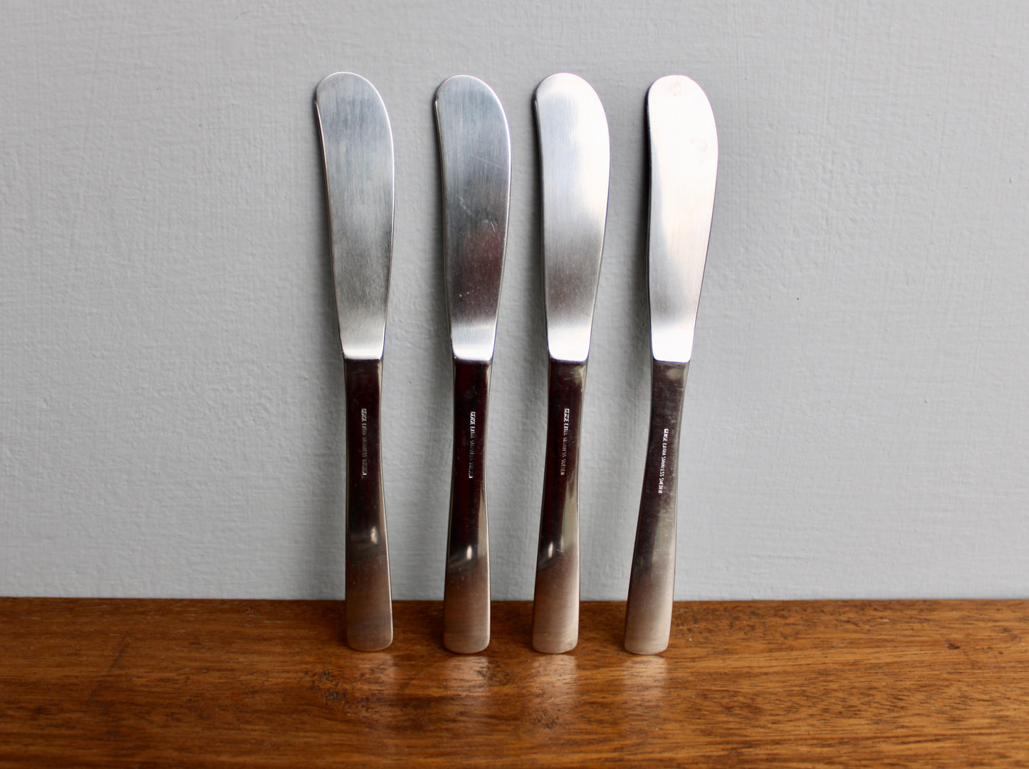 4 Wide-Tip Gense Facette Paddle Butter Spreaders - Vintage Stainless Steel Flatware Designed by Folke Arström & Crafted in Sweden