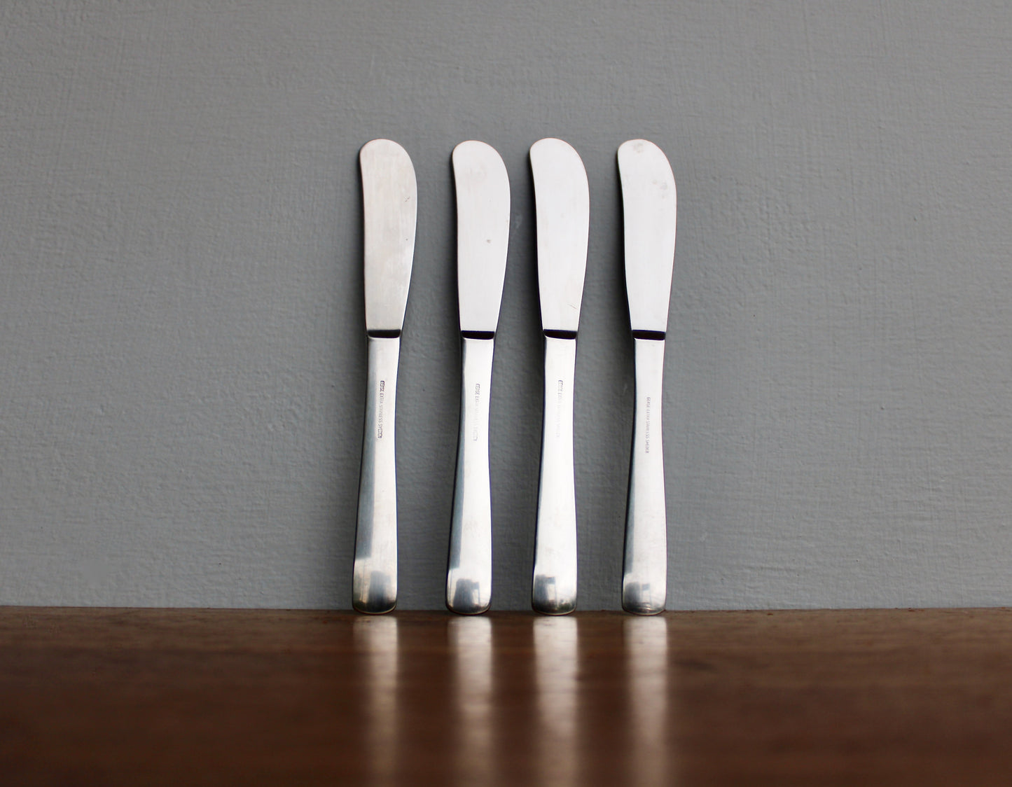 4 Wide-Tip Gense Facette Paddle Butter Spreaders - Vintage Stainless Steel Flatware Designed by Folke Arström & Crafted in Sweden