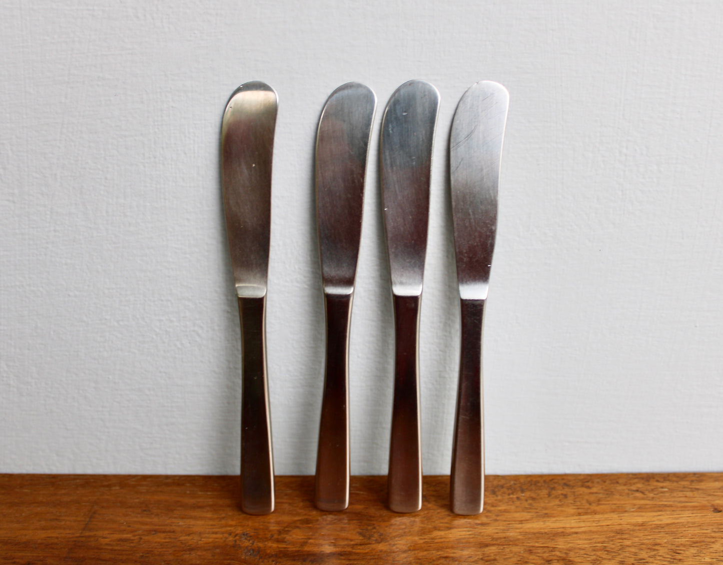 4 Wide-Tip Gense Facette Paddle Butter Spreaders - Vintage Stainless Steel Flatware Designed by Folke Arström & Crafted in Sweden