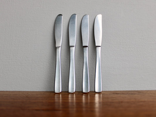 4 Narrow-Tip Gense Facette Butter Spreaders - Vintage Stainless Steel Flatware Crafted in Sweden
