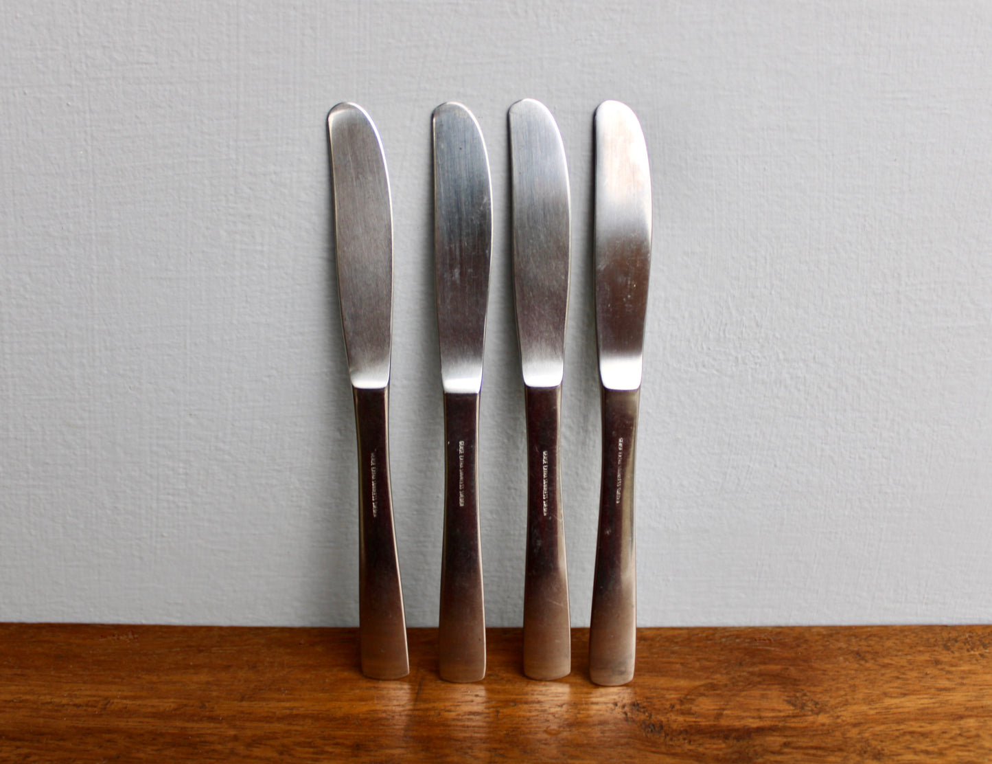 4 Narrow-Tip Gense Facette Butter Spreaders - Vintage Stainless Steel Flatware Crafted in Sweden