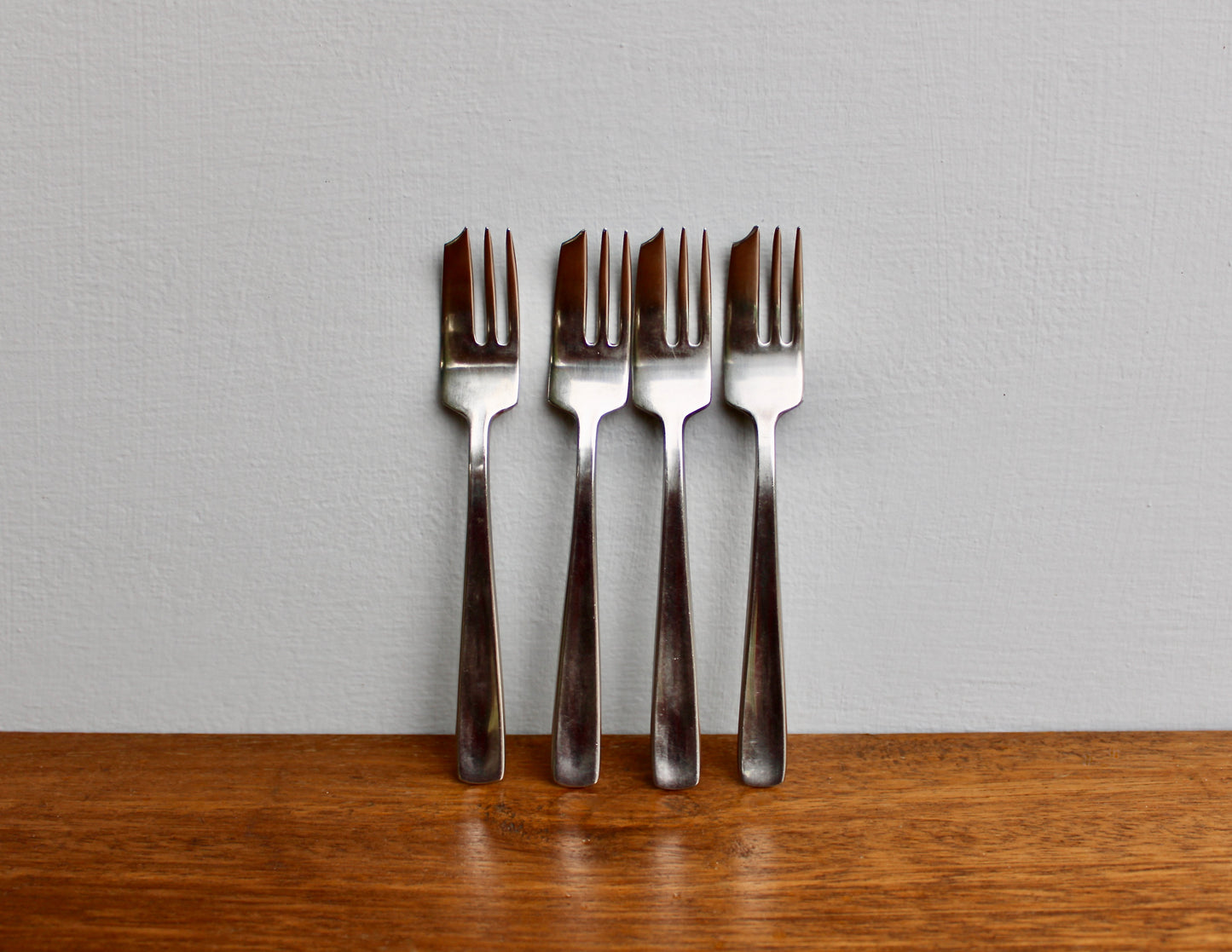 4 Pie Forks Gense Facette - Folke Arström Designed Modern Vintage Stainless Steel Flatware Crafted in Sweden