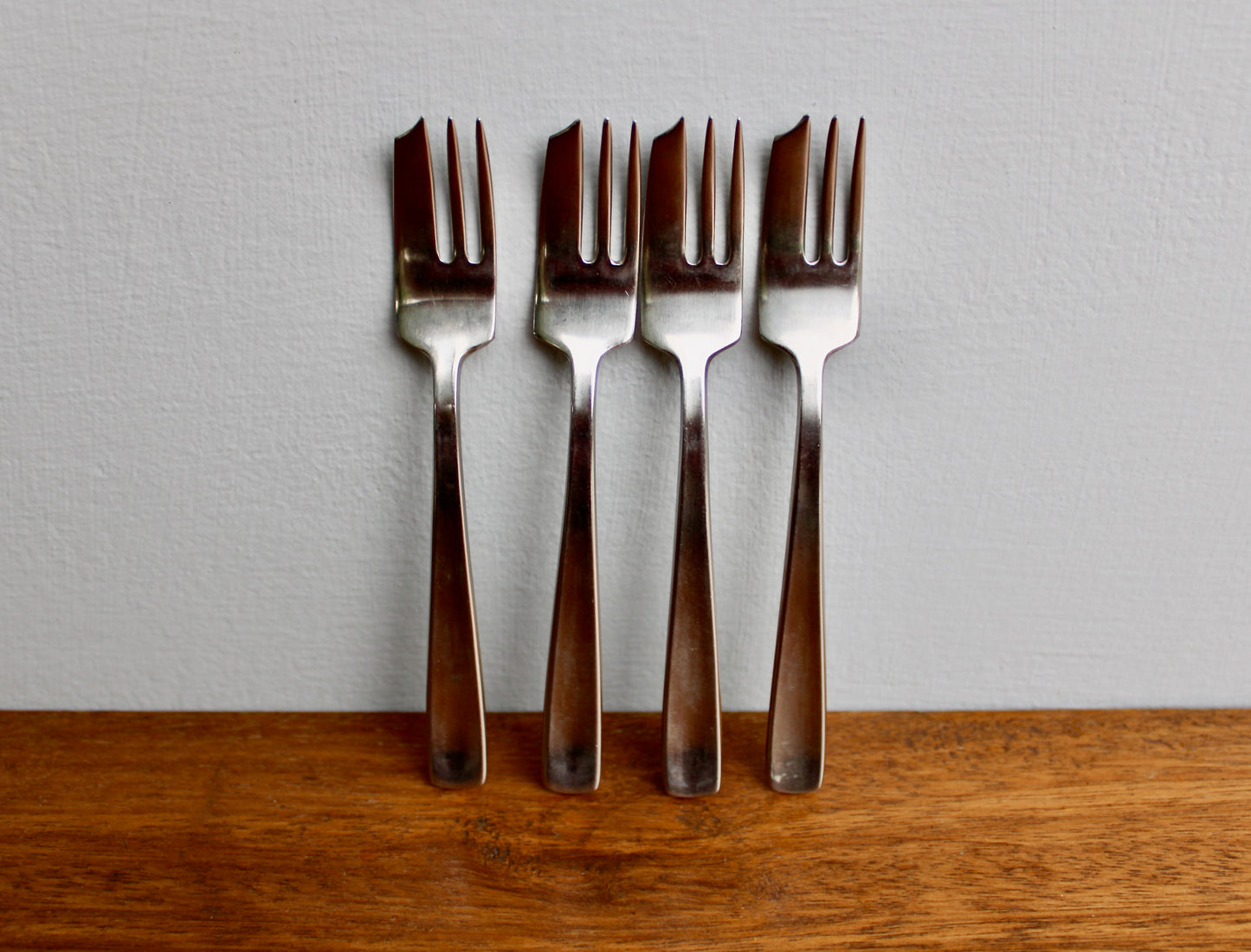 4 Pie Forks Gense Facette - Folke Arström Designed Modern Vintage Stainless Steel Flatware Crafted in Sweden