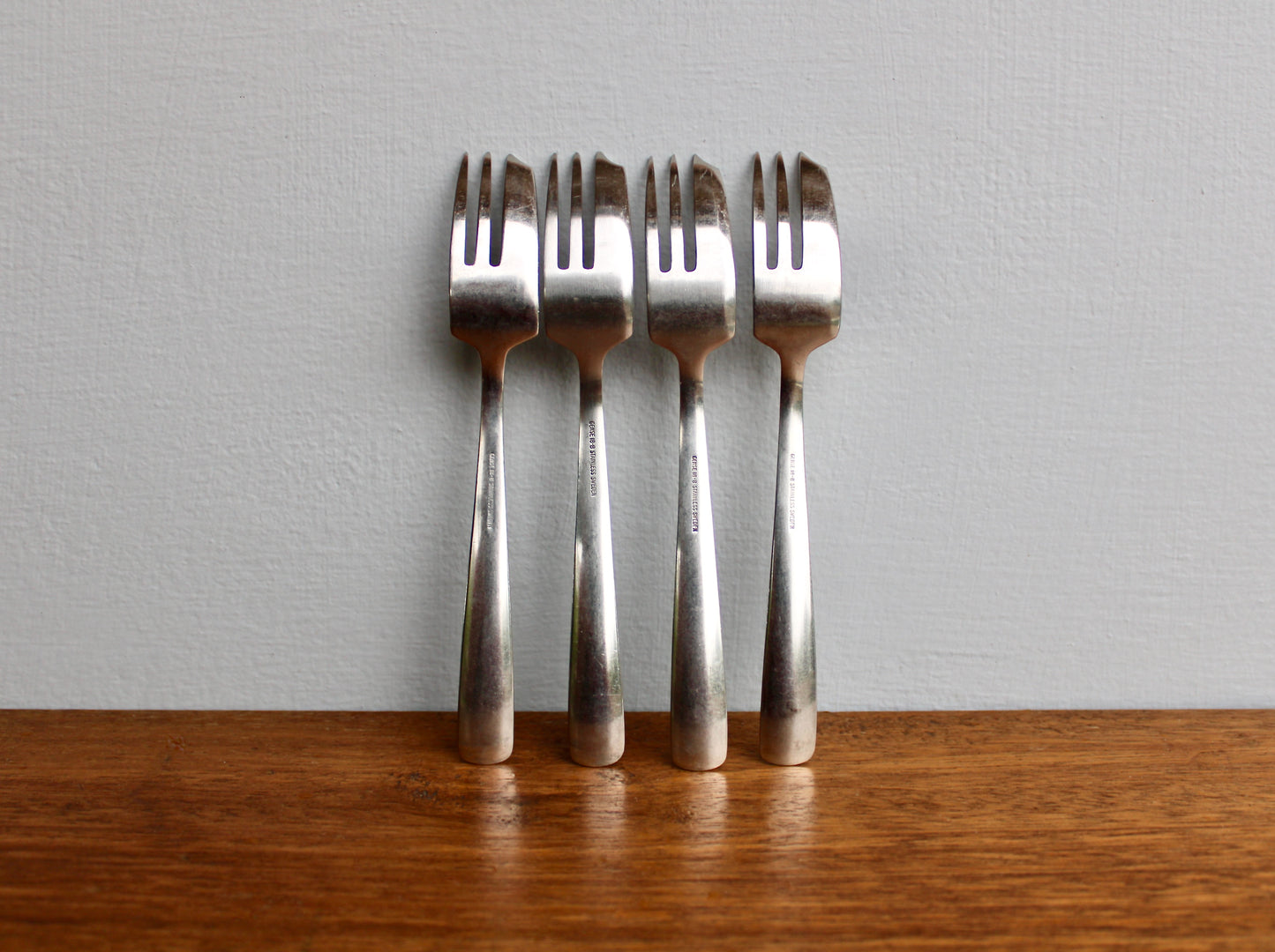 4 Pie Forks Gense Facette - Folke Arström Designed Modern Vintage Stainless Steel Flatware Crafted in Sweden