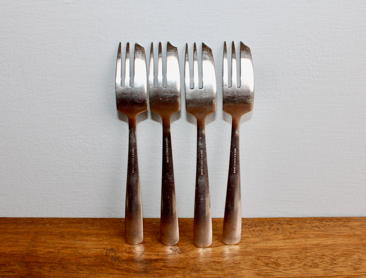 4 Pie Forks Gense Facette - Folke Arström Designed Modern Vintage Stainless Steel Flatware Crafted in Sweden