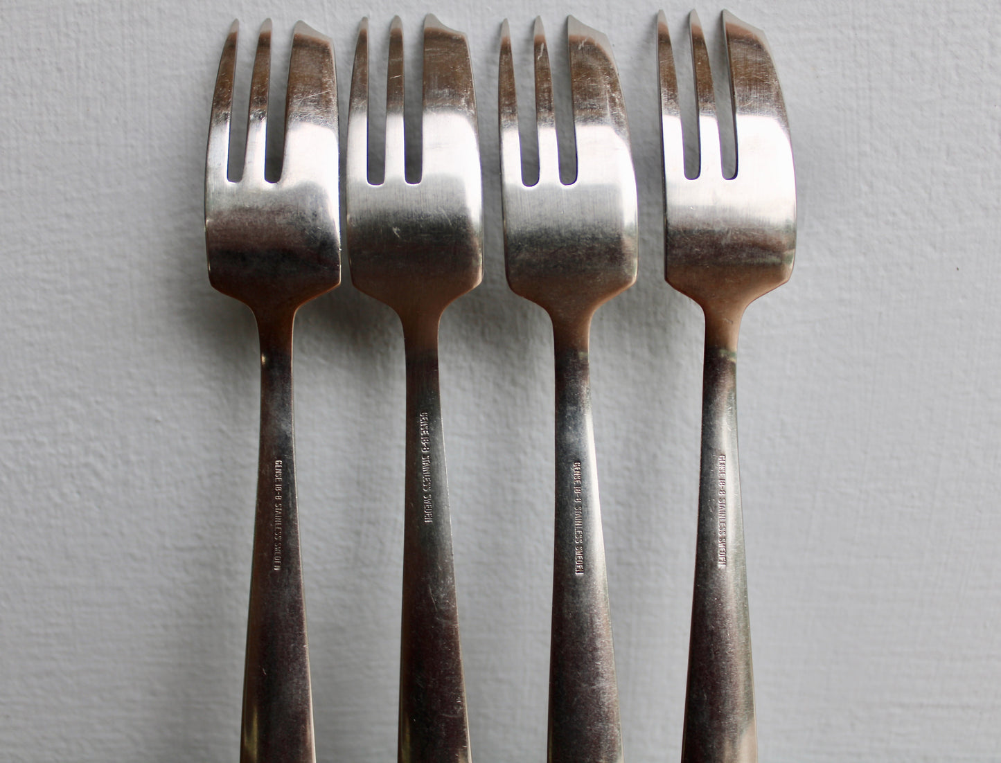 4 Pie Forks Gense Facette - Folke Arström Designed Modern Vintage Stainless Steel Flatware Crafted in Sweden