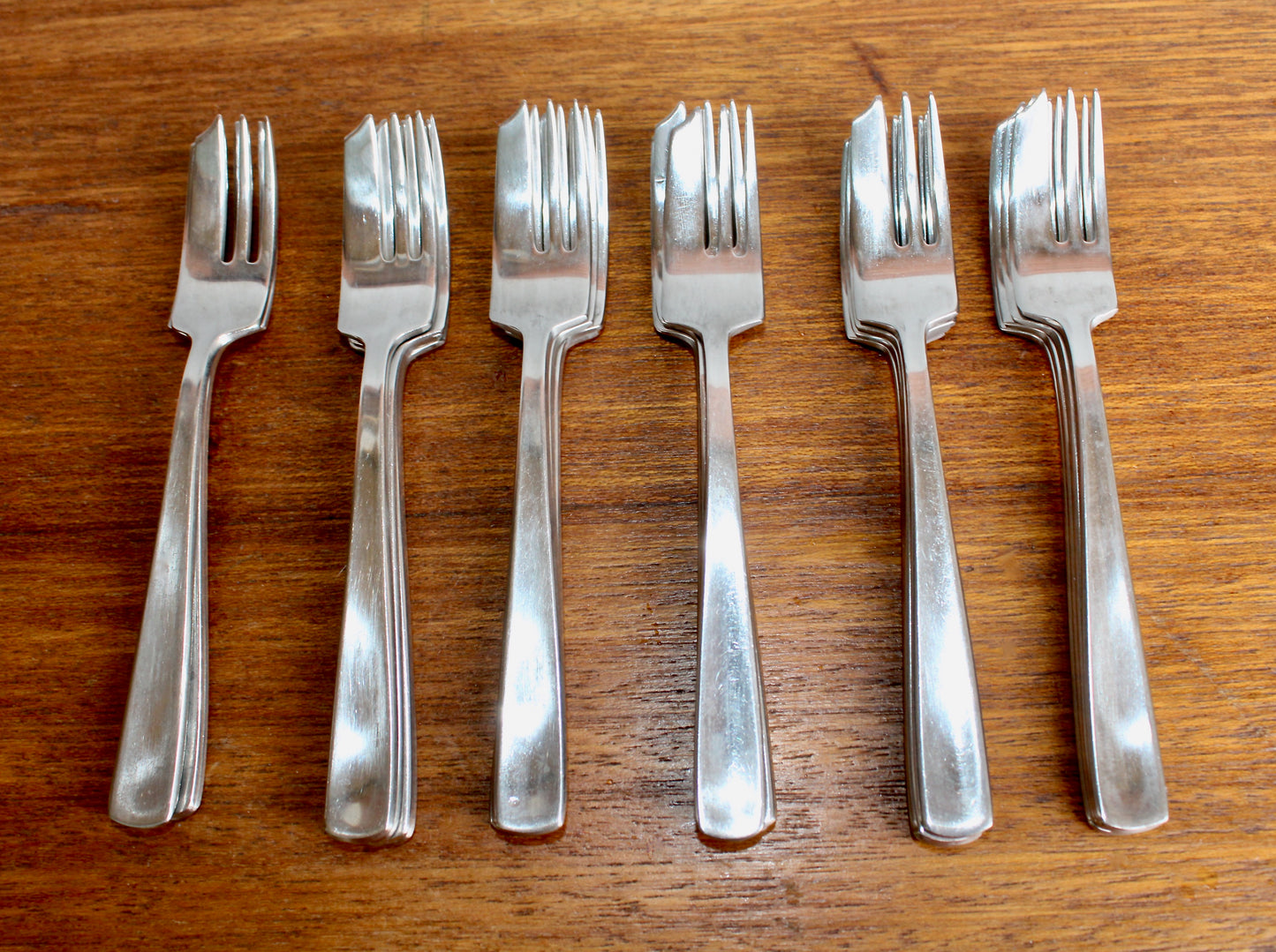 4 Pie Forks Gense Facette - Folke Arström Designed Modern Vintage Stainless Steel Flatware Crafted in Sweden