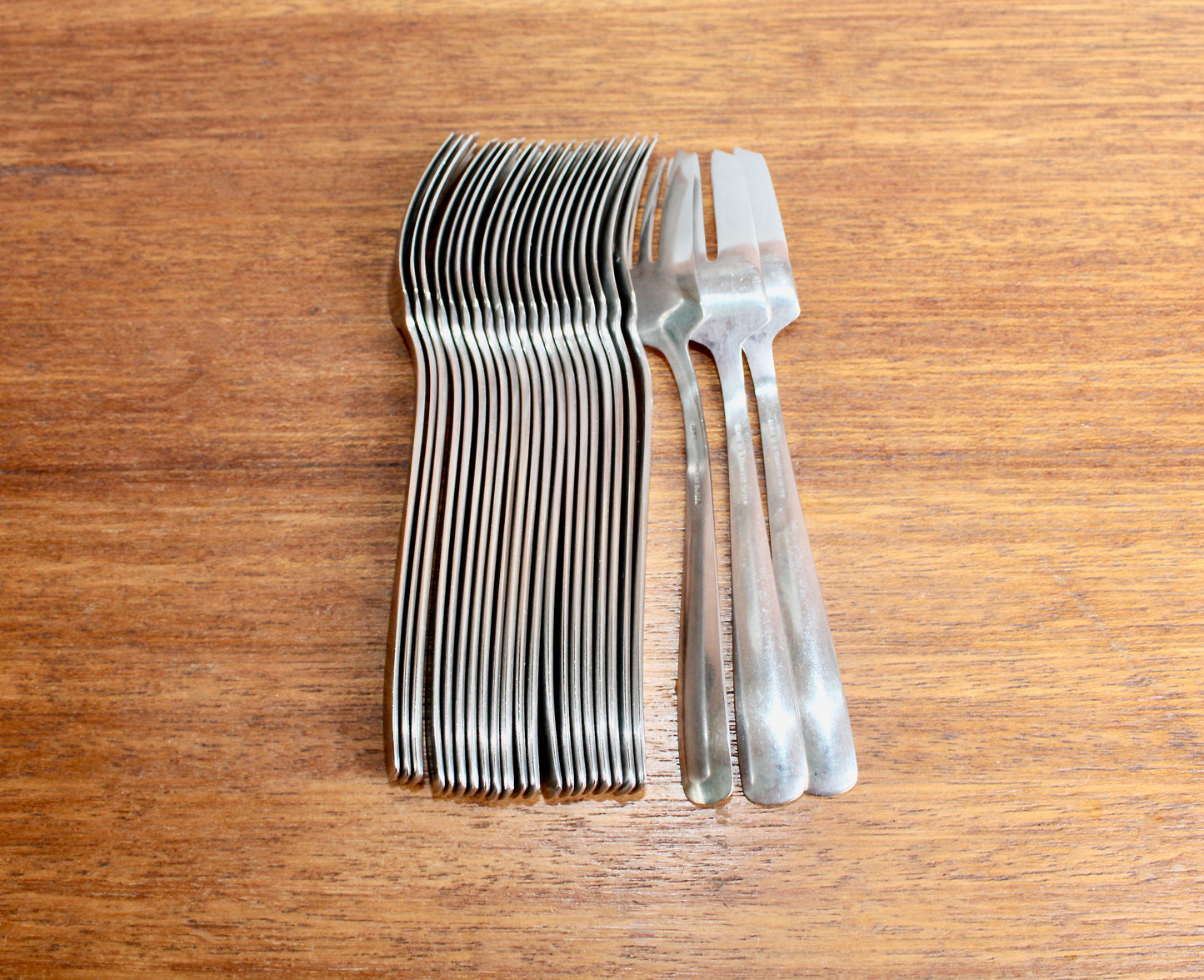 4 Pie Forks Gense Facette - Folke Arström Designed Modern Vintage Stainless Steel Flatware Crafted in Sweden