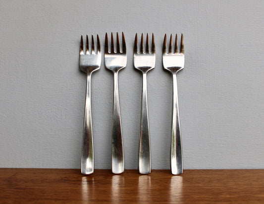 4 Dinner Forks Gense Facette - Folke Arström Designed Vintage Stainless Steel Flatware Crafted in Sweden