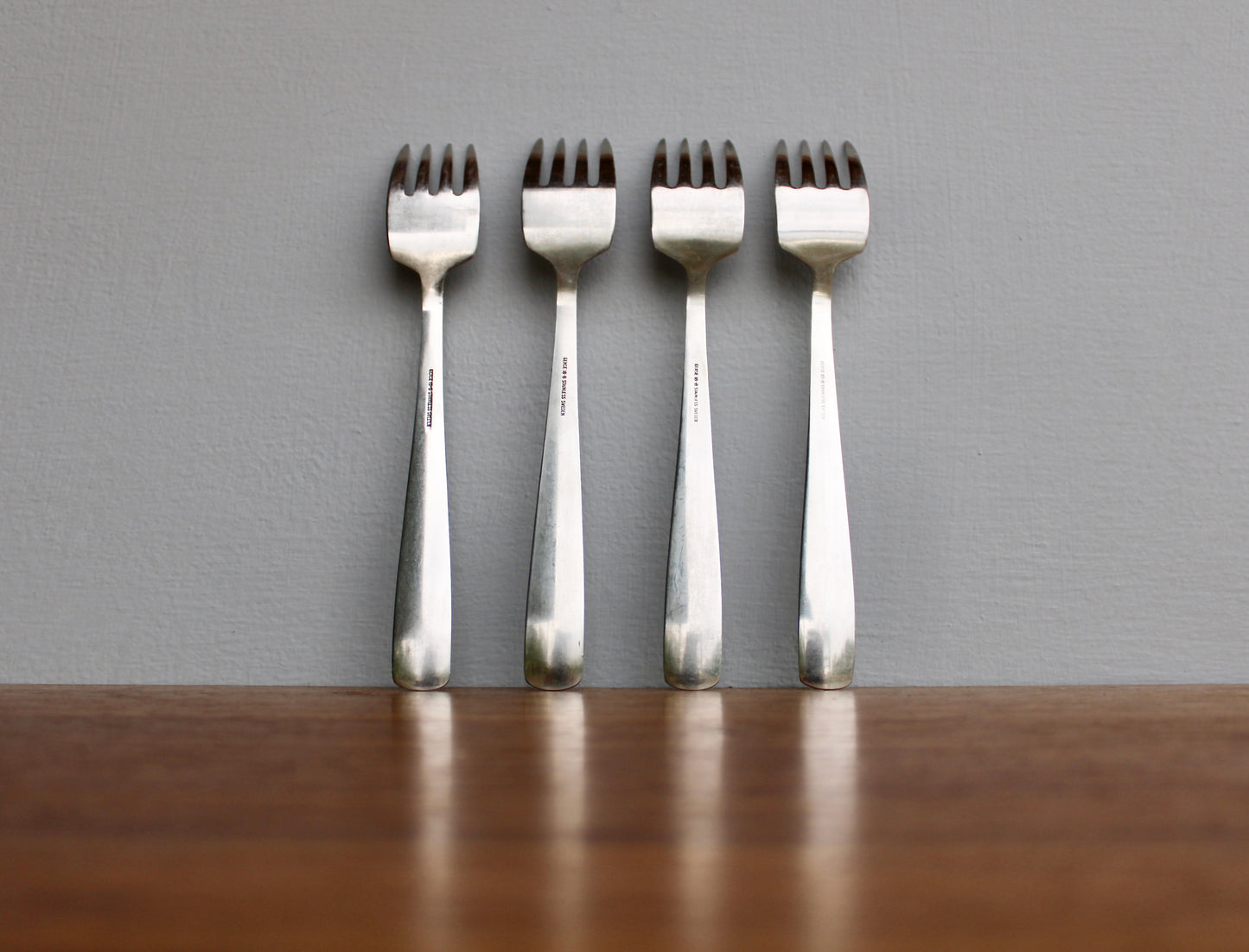 4 Dinner Forks Gense Facette - Folke Arström Designed Vintage Stainless Steel Flatware Crafted in Sweden