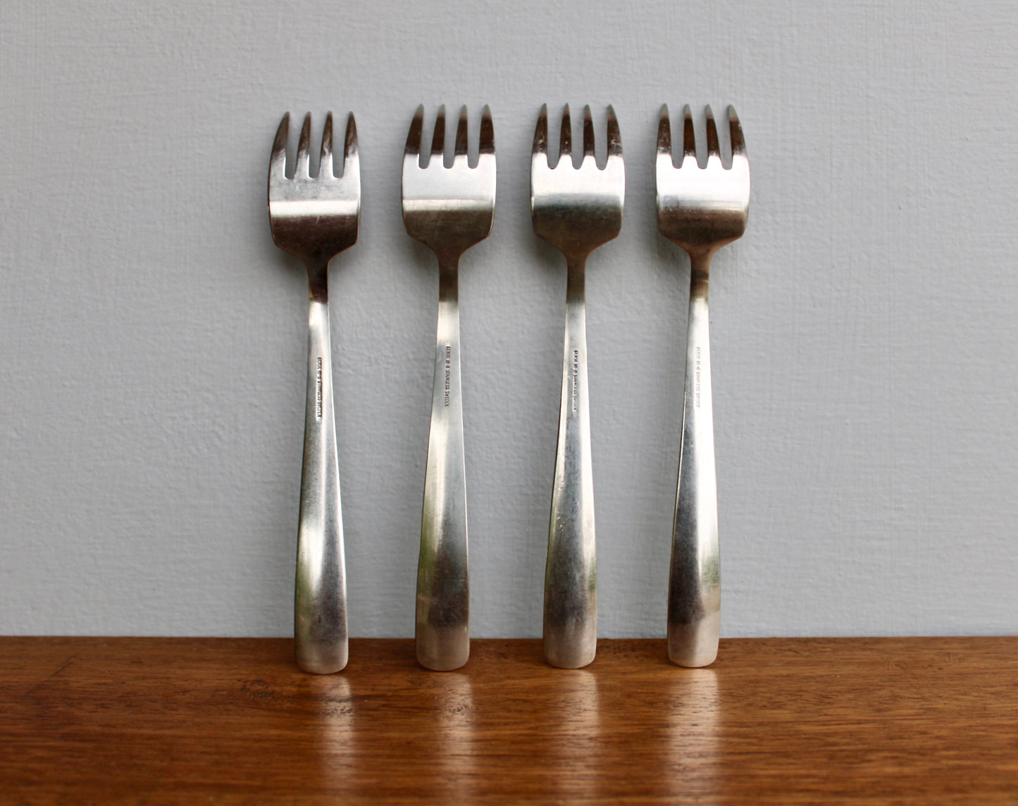 4 Dinner Forks Gense Facette - Folke Arström Designed Vintage Stainless Steel Flatware Crafted in Sweden