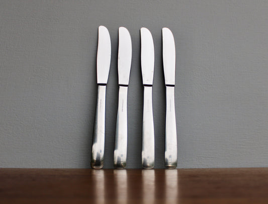4 Dinner Knives Gense Facette - Set of 4 Dinner Knives Designed by Folke Arström - Modern Vintage Stainless Steel Flatware Crafted in Sweden